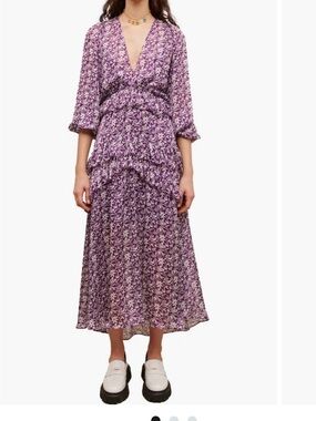 Maje Ronirique Tiered Floral Print Dress .Size 8 US/ 40 EU.New No Tag